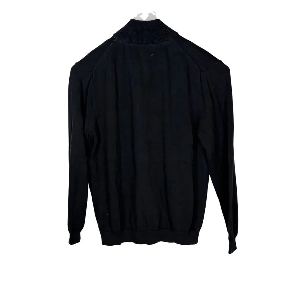 Club Room Black Full Zip Cotton Cardigan Sweater Size XL NWT